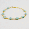 Natural Larimar Brass Bracelet D - BZB998 18K Gold Plated Cab Oval Shape 6x8mm Bezel Setting Brass Bracelet